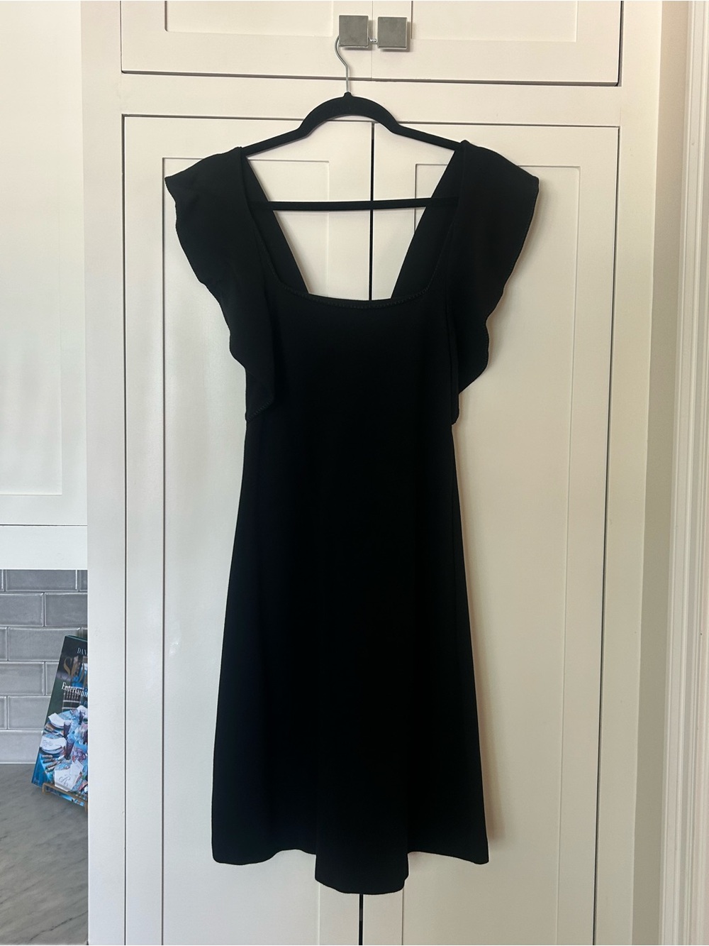 French Connection Black Flutter-Sleeve Mini Dress